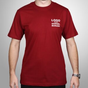 Baskılı Premium Tişört Bordo